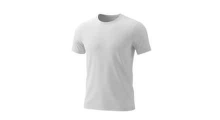 A plain white short-sleeved crew neck t-shirt displayed on a white background.