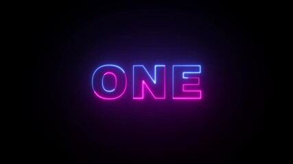 Animation of Glowing neon number one with Blue and Pink neon colors on the outline and isolated on black background. Glowing neon Number 1 with neon line icon , 4k animation . - Powered by Adobe