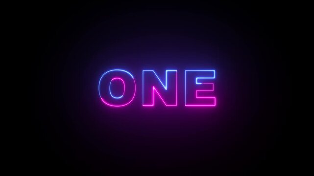 Animation of Glowing neon number one with Blue and Pink neon colors on the outline and isolated on black background. Glowing neon Number 1 with neon line icon , 4k animation . - Powered by Adobe