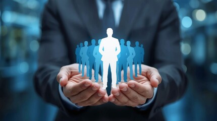 Business people holding hands on a digital screen, symbolizing a global success network.