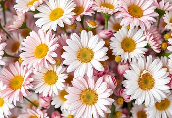 Obraz premium Pastel daisy bouquets with delicate net bows, seamless floral pattern, textile, design