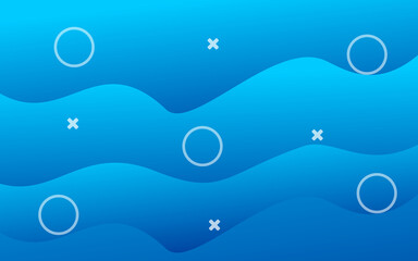 Wavy blue background with circles and crosses present.