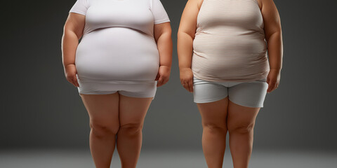 female silhouettes demonstrate dramatic body transformation through lipedema