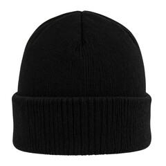 Black baseball cap, a classic fashion accessory, is isolated on a white background
