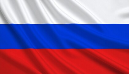 Naklejka premium National flag of Russia with three horizontal stripes—white, blue, and red—on flowing fabric with silky texture, symbolizing Russian identity and sovereignty.