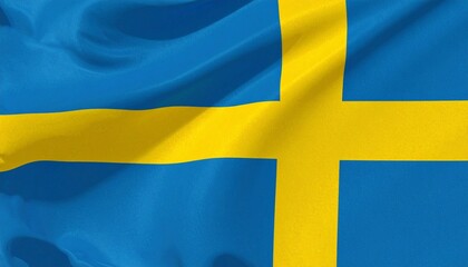 Swedish national flag with blue field and golden Scandinavian cross shifted toward the hoist, symbolizing heritage and national pride.