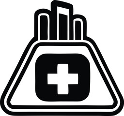 Fototapeta premium Emergency first aid kit icon symbol health medical emergency care preparedness supplies bag