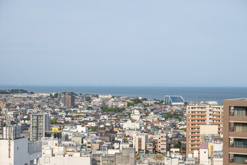 Obraz premium Odawara city in Kanagawa, Japan, Cityscape with buildings and ocean view under clear sky