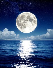 Full moon over tranquil sea