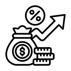 Interest Rate Icon Line Style Vector Illustration