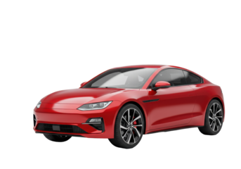 Sleek red coupe car modern automotive design, luxury transportation, lifestyle, and racing performance concept isolated on white background