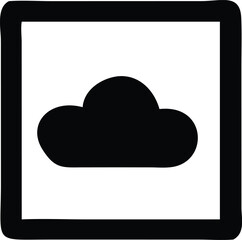 Simple black cloud icon inside a square frame represents weather or cloud computing concept