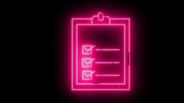 document board icon with neon glowing effect