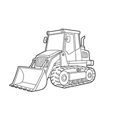 Naklejka premium Cartoon Black and White Front Loader Construction Vehicle Illustration