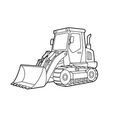 Naklejka premium Outlined Illustration of a Construction Front-End Loader