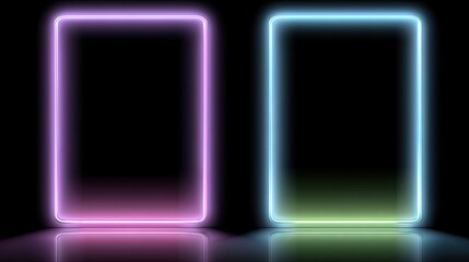 Two glowing neon rectangular frames against a black background.