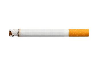 Lit cigarette with visible ash and filter showing paper grid pattern smoking tobacco product health hazard vector isolated on white background