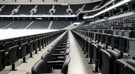 Fototapeta premium Empty Stadium Seats - Perspective View, No People.