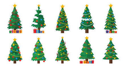Festive collection of uniquely decorated christmas trees evoking holiday cheer and joyful