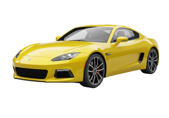 Sleek yellow sports car studio lighting luxury vehicle illustration isolated on white background