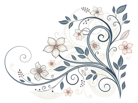 Delicate floral vine with abstract swirls and leaves image