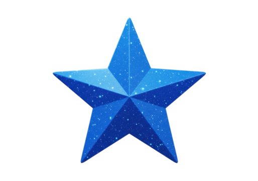 Sparkling cobalt star celestial five pointed beacon shimmering dust abstract design isolated on white background