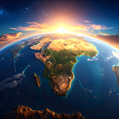 Earth view of africa at sunrise