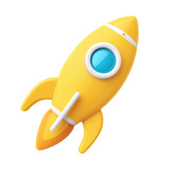 Cartoon rocket, bright yellow, simple design