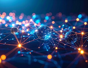 Abstract network of glowing nodes and connections