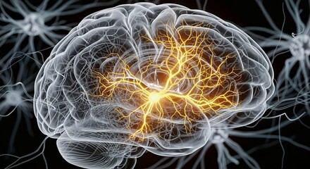 Detailed Brain Visualization - Neural Network & Human Cognition Illustration