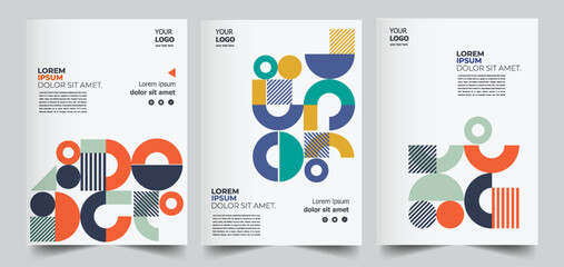 Bundle set of bright vector colorful Geometric background for poster or brochure cover design modern