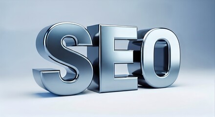 Glossy Metallic "SEO" Typography - Digital Marketing Concept