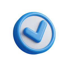 3D rendered, light-blue checkmark icon, round, button-like