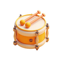 3D cartoonish orange drum with sticks