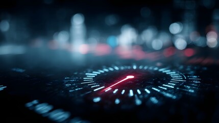 Holographic risk meter and icons on a digital screen