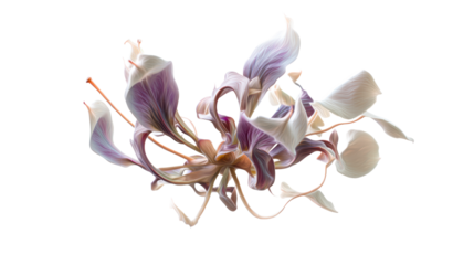 Abstract Swirls of Orchid Petals with Delicate Streaks in Soft Pastels, cut out transparent