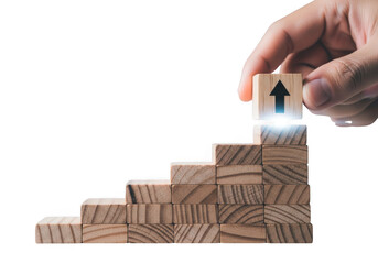 Obraz premium Building a business success ladder on transparent background