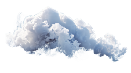 Wispy translucent smoke and vapor swirling against a stark white background, cut out transparent