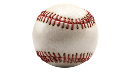 Close Up of a Textured Baseball with Red Stitching on a Light Gray Surface, cut out transparent