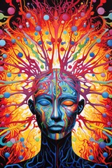 Abstract Psychedelic Visualization of Brain Connections in Mind