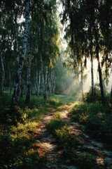 Obraz premium Sunlit forest path