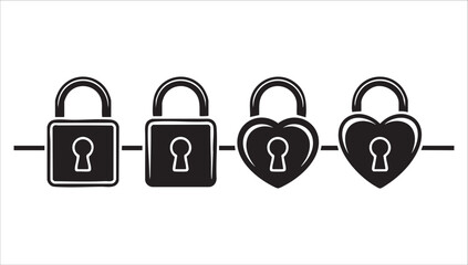minimalist black padlock icon isolated on white background