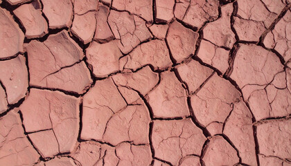Cracked Earth Texture: A high-angle shot captures the stark beauty of cracked earth, revealing intricate patterns and textures in tones of dried soil, creating a strong visual impression