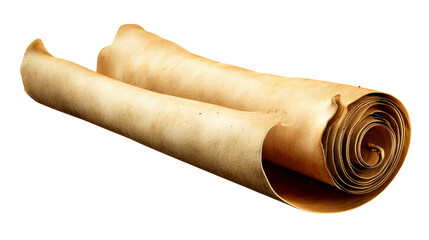 Unrolled Scroll Material with Textured Surface on White Background, cut out transparent