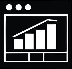 Digital marketing growth chart icon representing business success and online performance metrics for web analytics