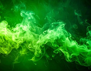 Abstract swirls of vibrant green smoke