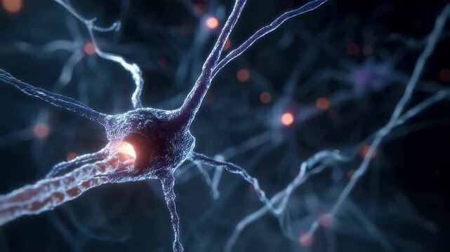 Medium shot of cultured neurons representing PraderWilli syndrome model with epigenetic silencing tools activating gene suppression main neuron sharply detailed amid blurred