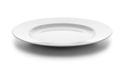 Empty White Ceramic Plate Isolated on White Background