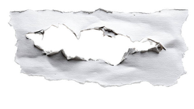 Roughly Torn Sheet of Paper with a Hole in the Middle, cut out transparent