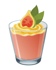 Layered fruit dessert in a glass, a refreshing and light treat with fresh mint garnish - Vector Illustration